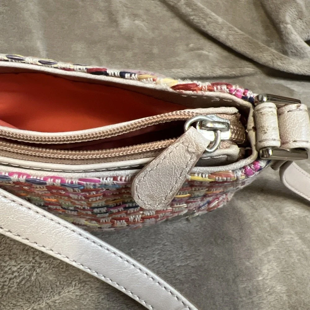 Liz Claiborne LC-1441-P Straw Pattern Shoulder Handbag Purse‎ Multi-Color